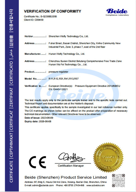 CHINA Shenzhen Wofly Technology Co., Ltd. zertifizierungen