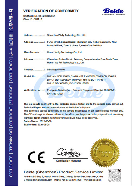 CHINA Shenzhen Wofly Technology Co., Ltd. zertifizierungen